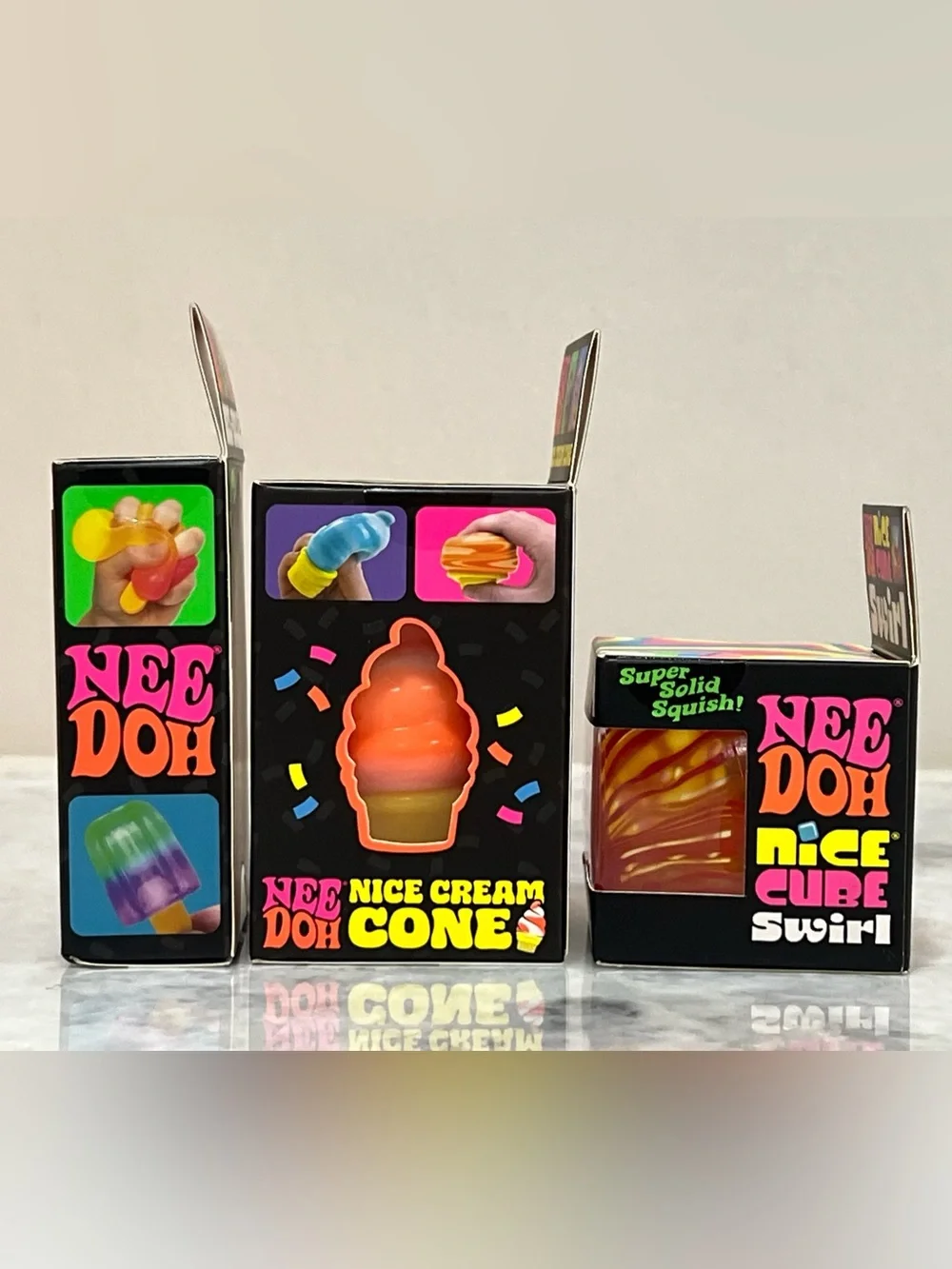 NeeDoh Orange Bundle Set of 3! Nice Sicle, Nice Cream Cone & Nice Cube Swirl